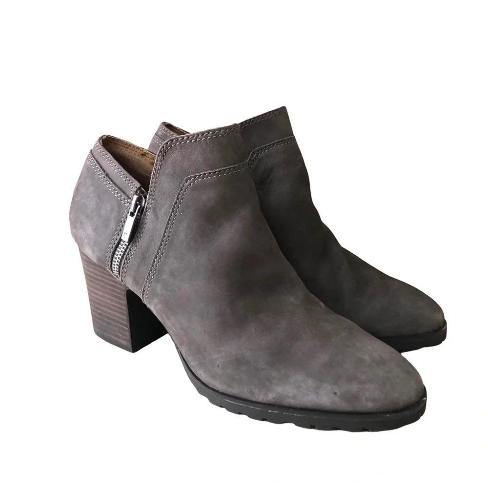 Lucky Brand Natlee Gray Block Heel Boots